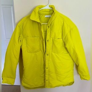 Yellow Snap Button Puffer Jacket